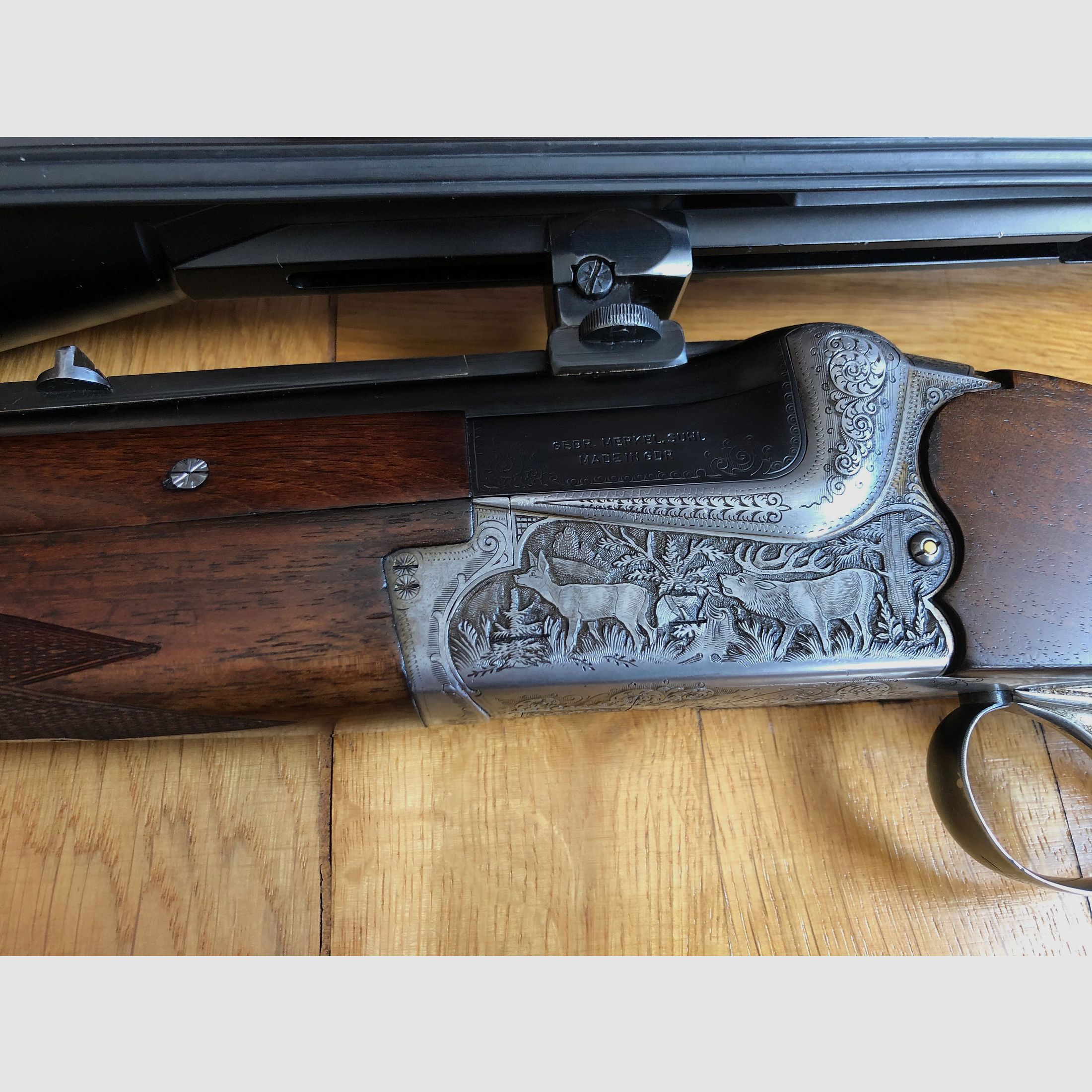 Bockdoppelbüchse Merkel BDB 221E 8x57JRS / Zeiss Diavari 3-12x56