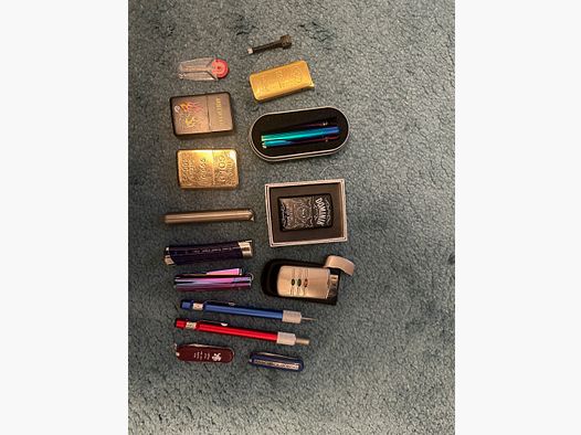 Collection of knives and lighters