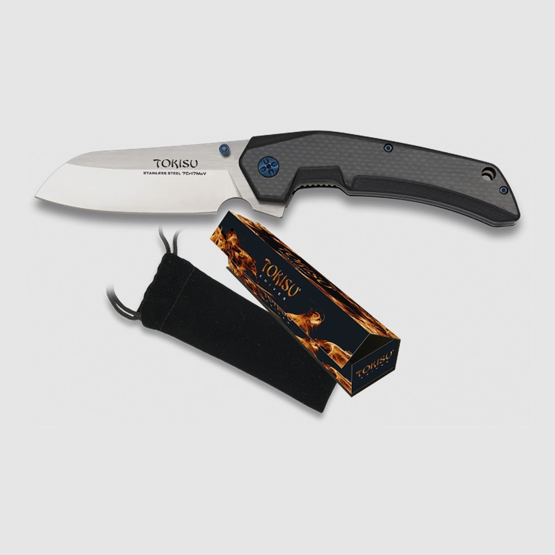 TOKISU coltello tascabile 10cm Beluga G10 7Cr17MoV in scatola regalo