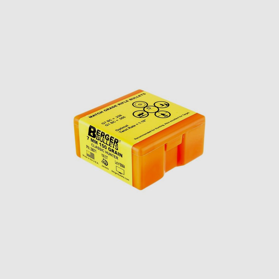 BERGER BULLETS 7MM (0,284″) 150GR HYBRID BOAT TAIL 100/BOX