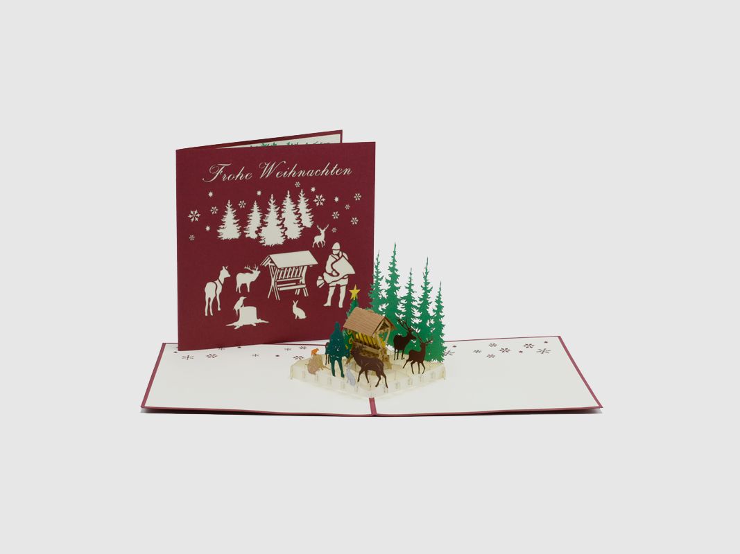 Pop-Up Karte "Futterkrippe" Weihnachtsedition
