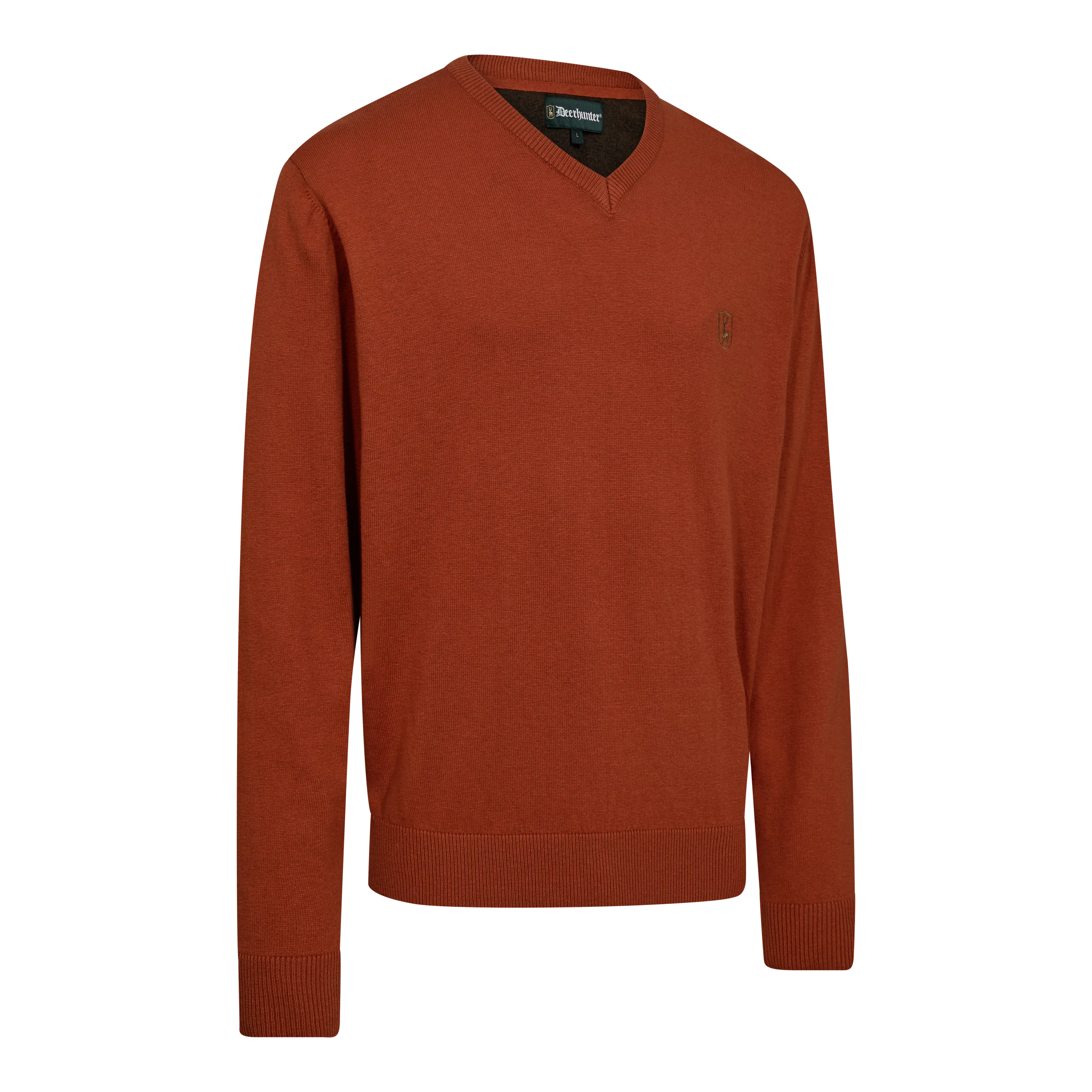 Harrington maglione in maglia con scollo a V - Oak Rust Melange