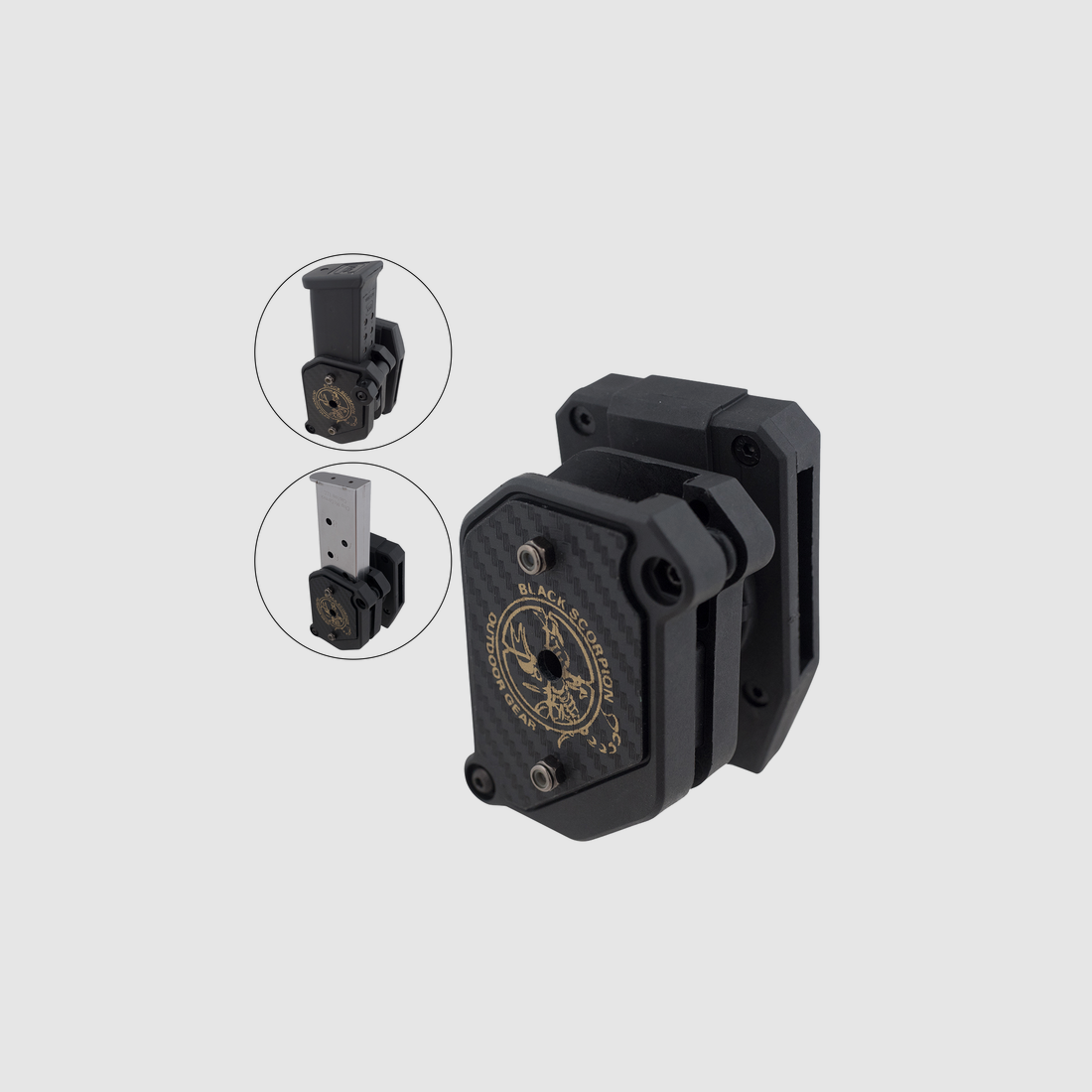 Porta Cargadores BLACK SCORPION Porta Cargadores AMBI-Negro- Placa Aluminio Azúl, imagen 1 de 4