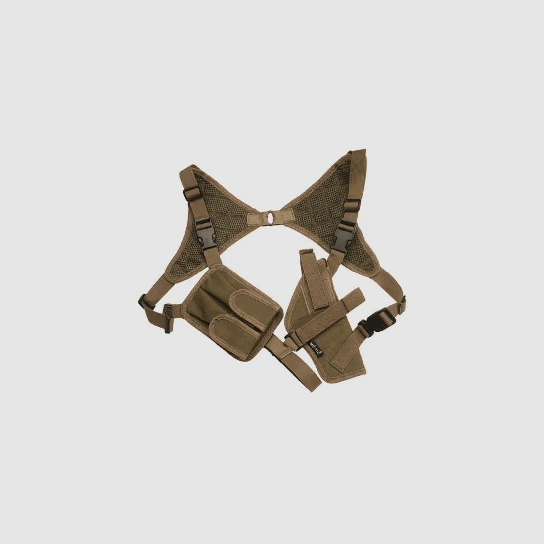 Schulterholster, Farbe: Coyote (Beige), Rechts- und Linkshänder + Magazintasche, Cordura-Gewebe