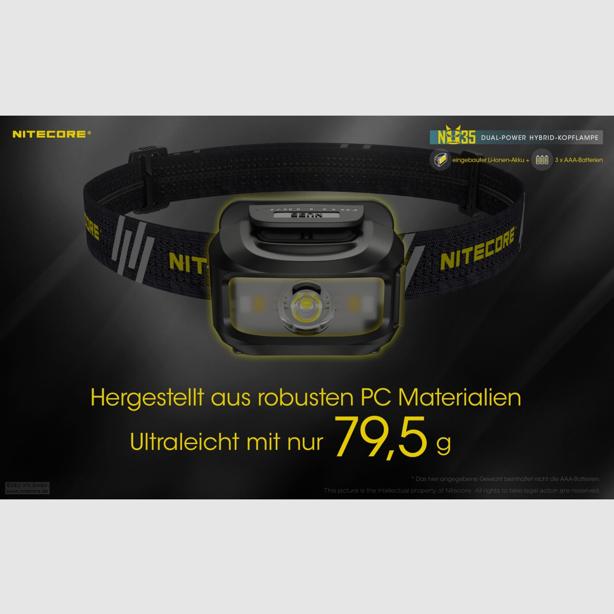 Nitecore NU35 Stirnlampe NU35 Dual Power