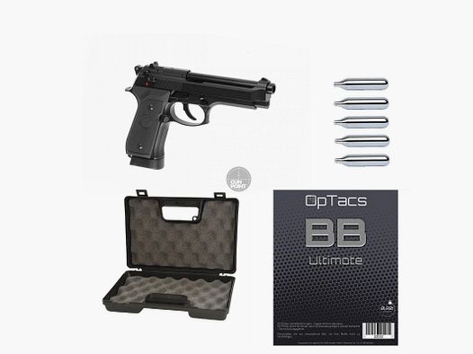SET !!! Softair - Pistole - KJ Works - M9 Full Metal Co2 - ab 18, ber 0,5 Joule