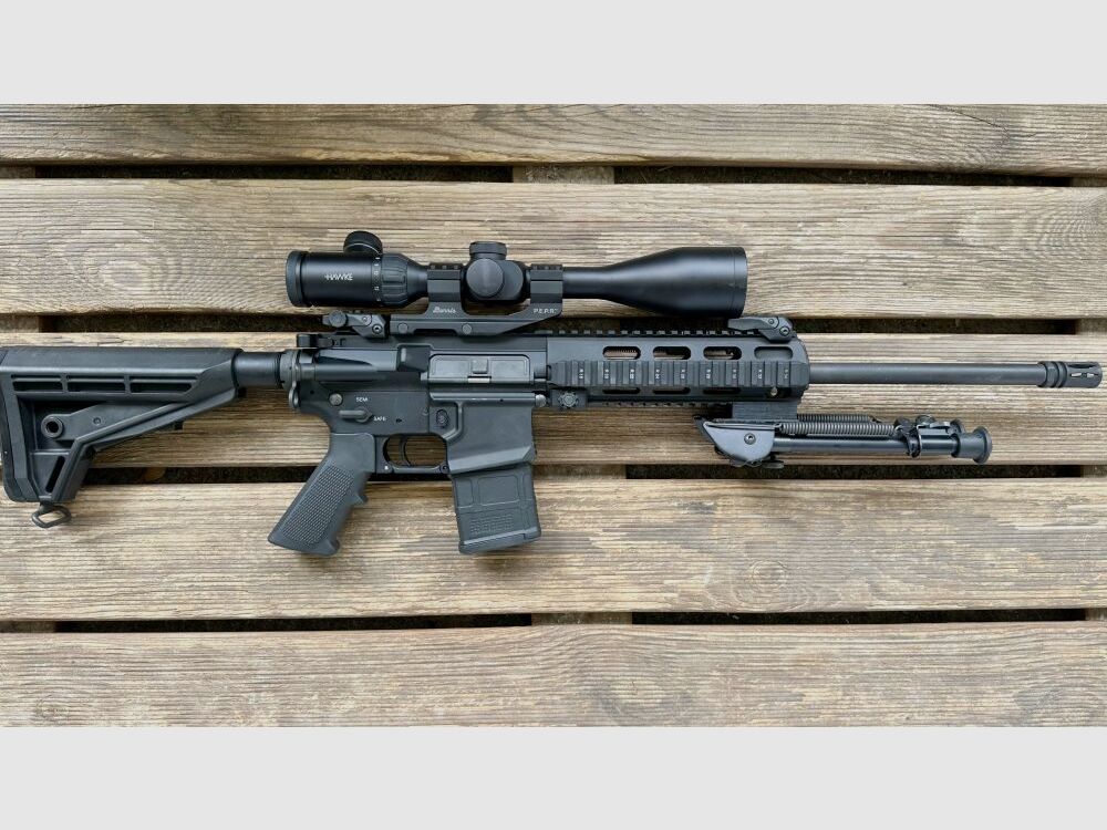 Haenel Mod. CR 223 mit Hawke 6-18x50 Endurance Zweibein offene Visierung Ko .223Rem