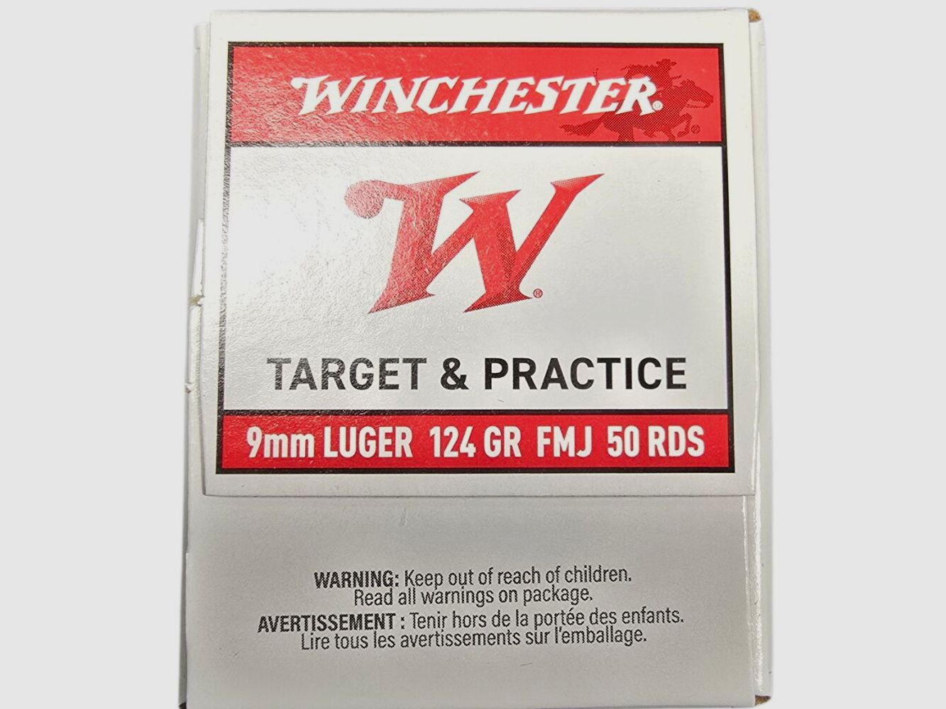 Winchester 9mm Luger, VPE: 50 124gr FMJ - 1000 schoten direct beschikbaar +50€ ADR verzendkosten