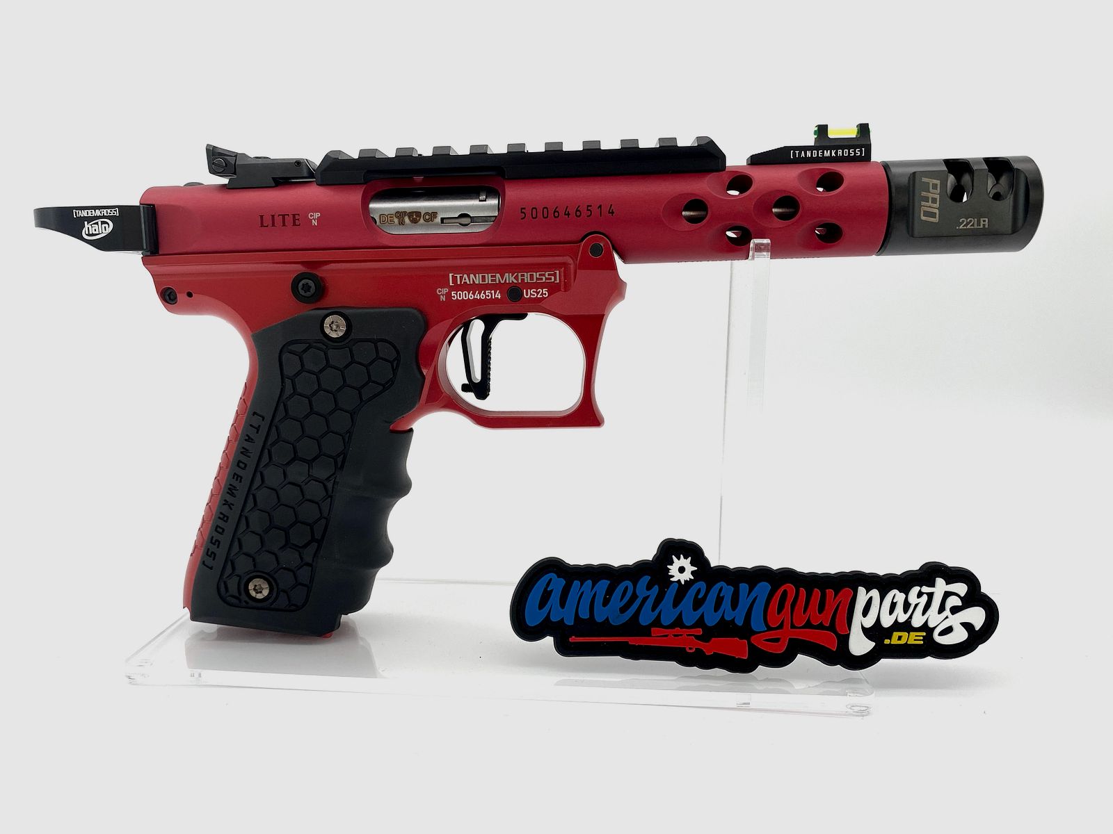 Tandemkross TANDEMIZED Ruger Mark IV 22/45 Race Gun - rode 43910 bovenkant, rode onderkant, zwarte bedieningselementen