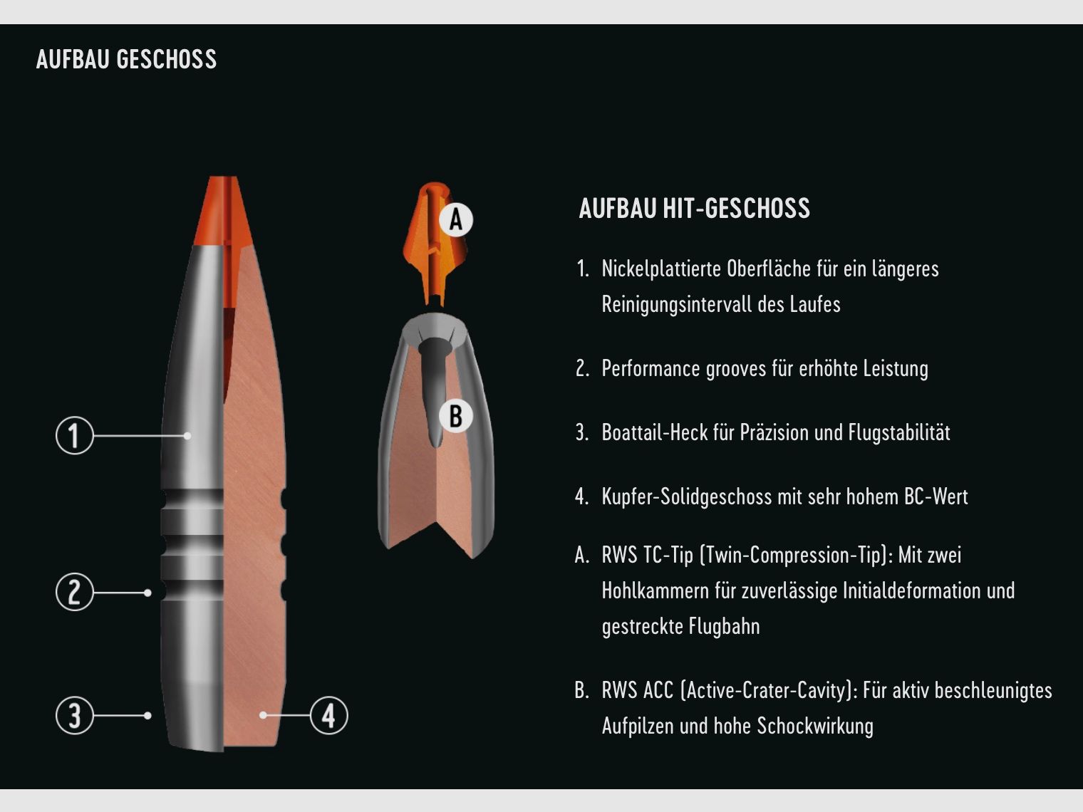 RWS 2408472 Büchsenpatronen .30-06 HIT Short Rifle 10,7g 165grs. Bleifrei