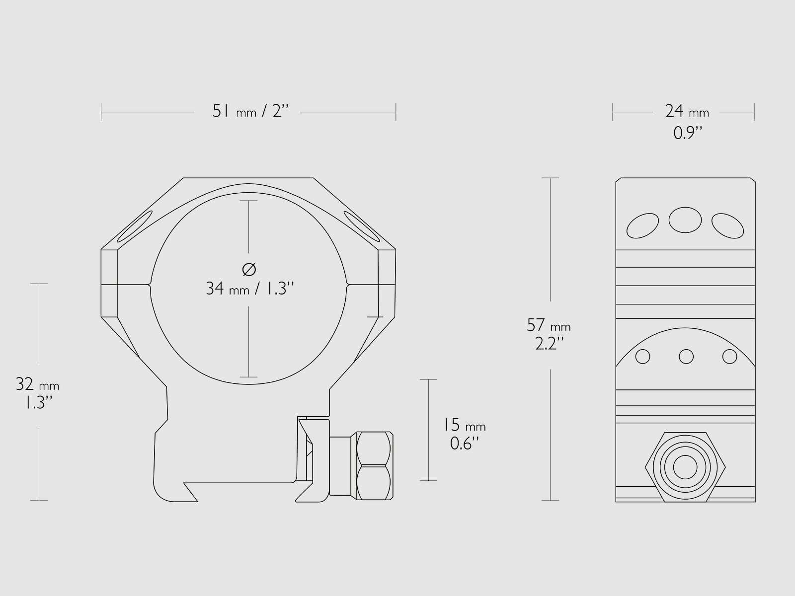 Hawke 24119 TACTICAL RING MOUNTS 34MM 2 PIECES WEAVER MEDIUM