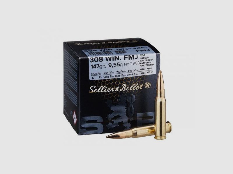 Sellier & Bellot .308 Winchester, FMJ 147 grs