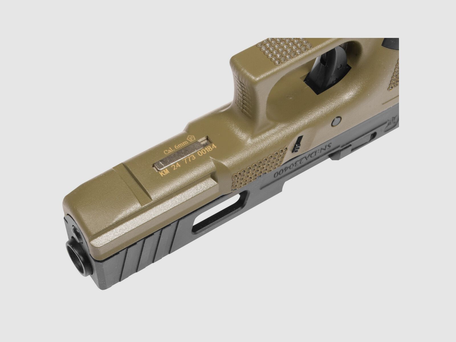 P02 GBB Airsoft Pistol with Grip Stippling in Olive | Delta Armory