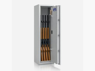 Gun cabinet "St. Gallen WF" Class 1 with 5 WH light gray with electronic lock