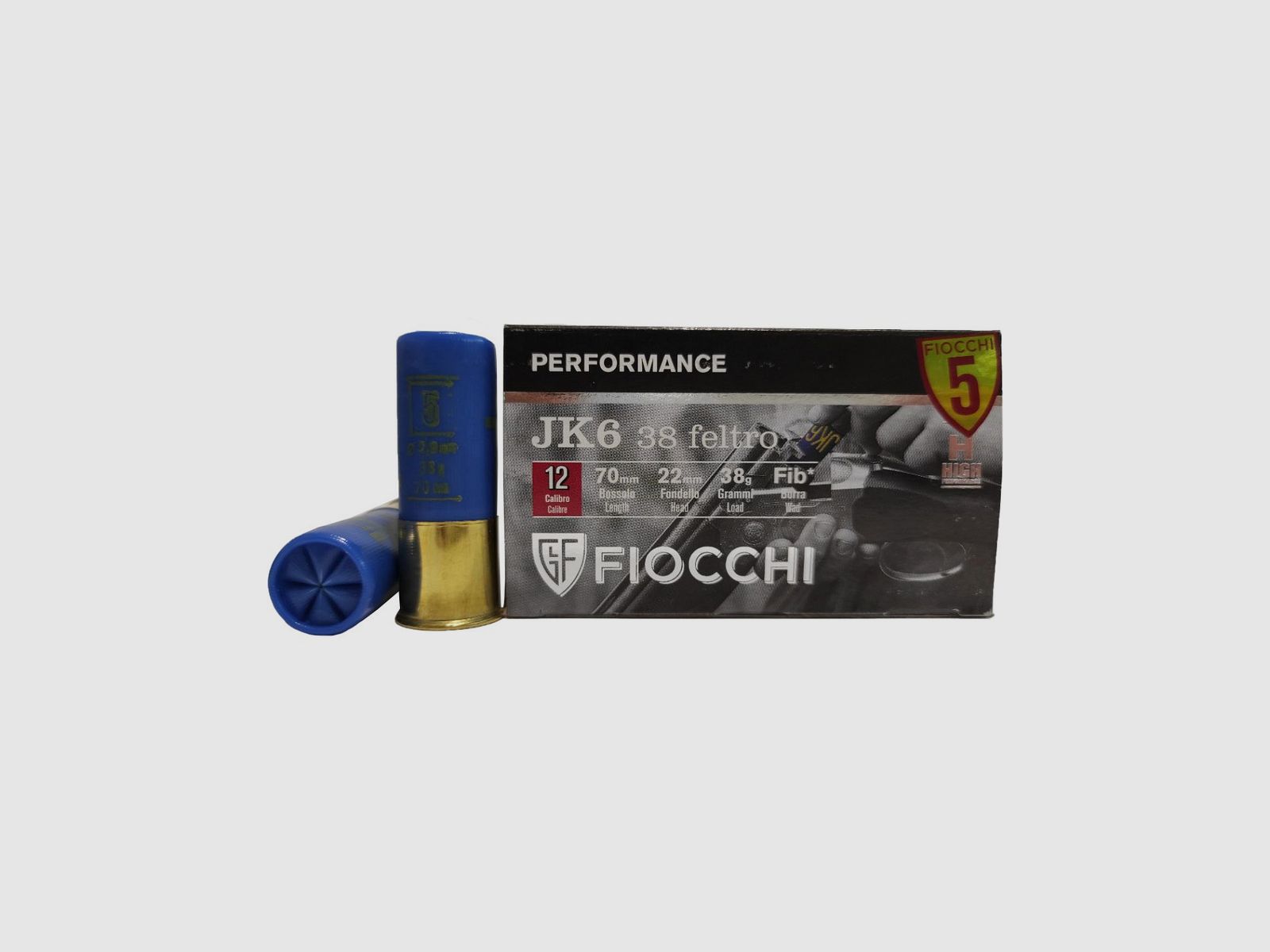 Fiocchi JK6 Patronen Kal. 12/70 38 g Bleischrot 5 Filz 10 Stk