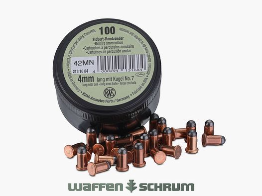 RWS 4mm lang Flobert Randzünder Mit Kugel Nr.7