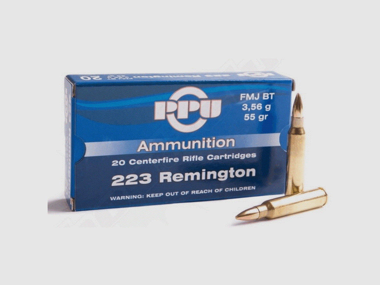 PPU .223 Remington 3,56g – 55grs – FMJ Volle Mantel SP 20Stk