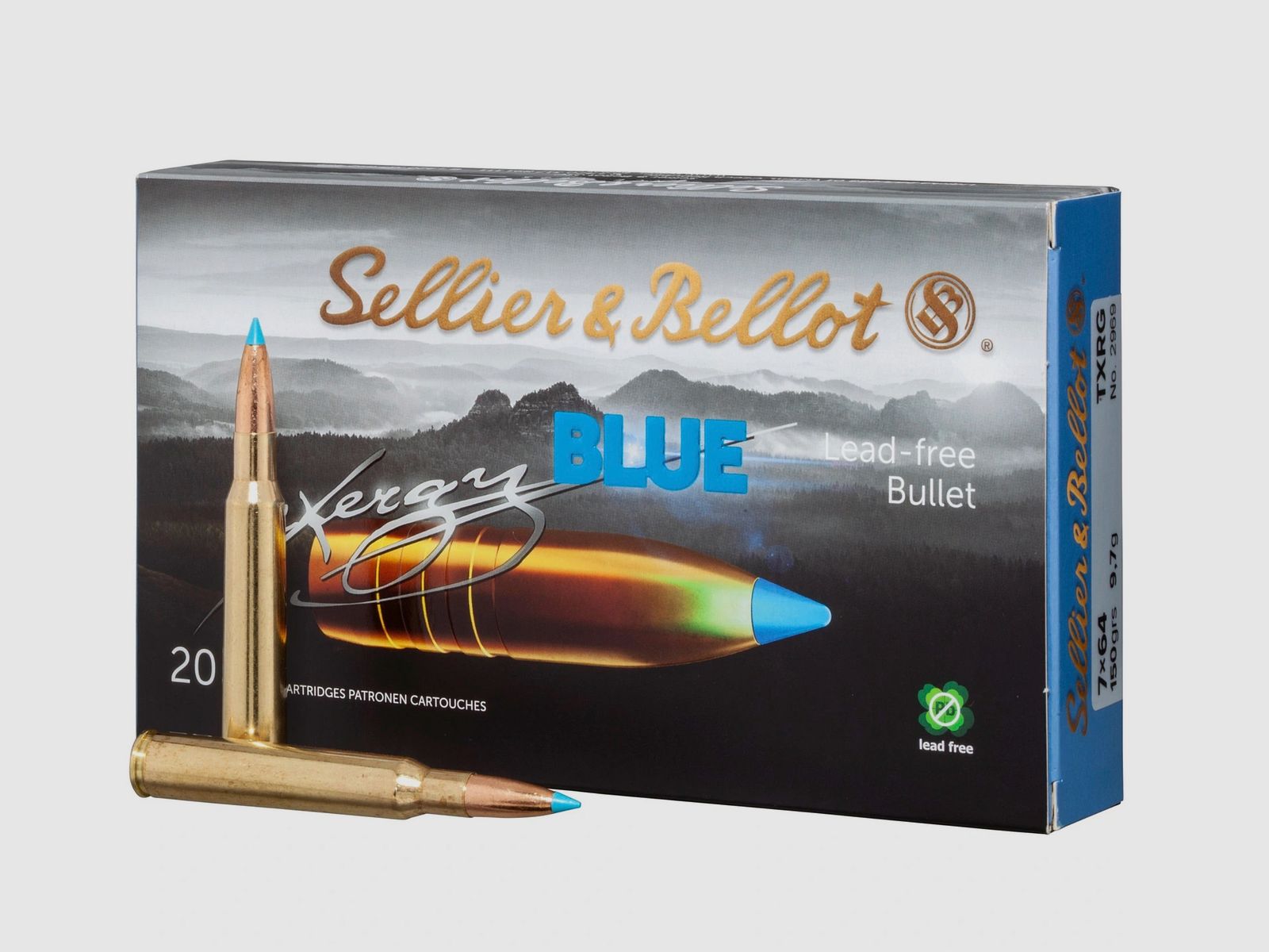 Sellier & Bellot 2003951 7x64 TXRG blue 9.7g 150grs 20 pieces lead-free rifle ammunition