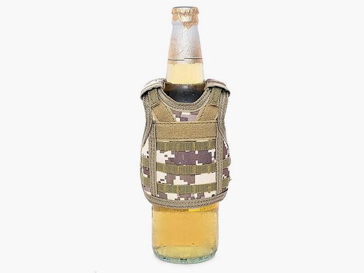 Mini Schutzweste für Bierflasche / Weinflasche / Thermosflasche - Digital Desert