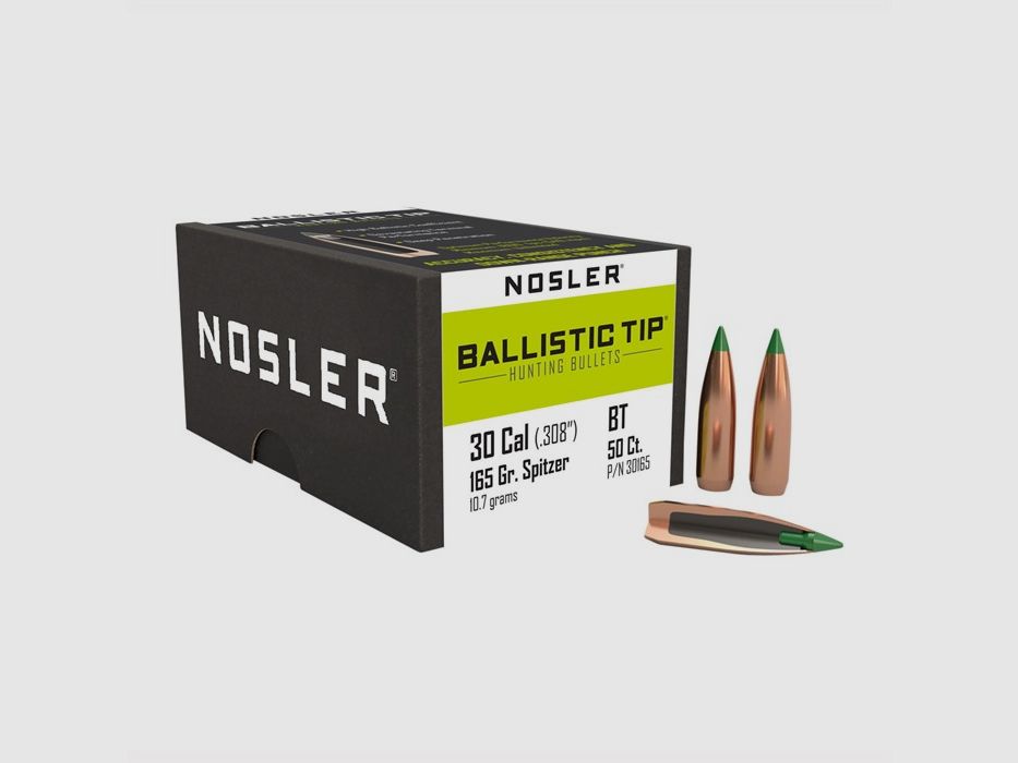 NOSLER 30 CALIBER (0.308″) 165GR SPITZER 50/BOX, image 2 of 2