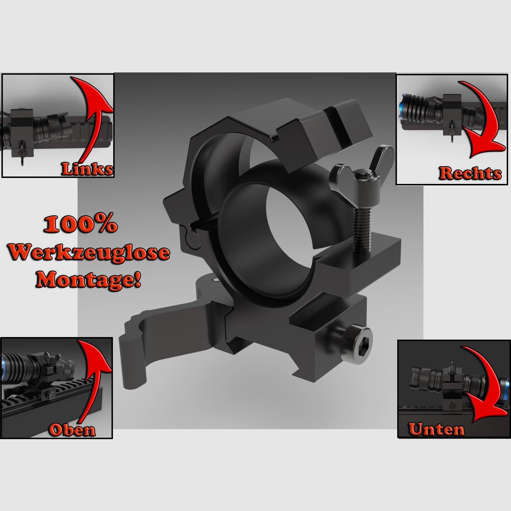 Justierbare Schnell-Montage für Lampen mit Picatinny