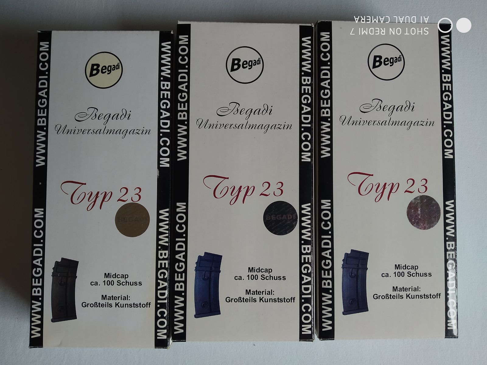 3 neue Begadi Universalmagazine Typ 23 , Midcap ca.100 Schuss