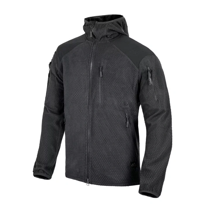 Polar Helikon ALPHA HOODIE Grid Fleece Zwart-Black (BL-ALH-FG-01), afbeelding 1 van 32