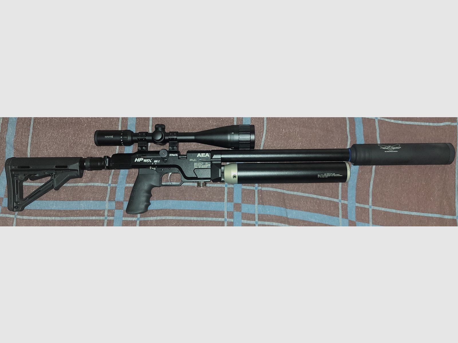 AEA HP MAX Mk.2 mit JADS Waldkauz Schalldämpfer, Hawke Vantage Zielfernrohr und viel mehr