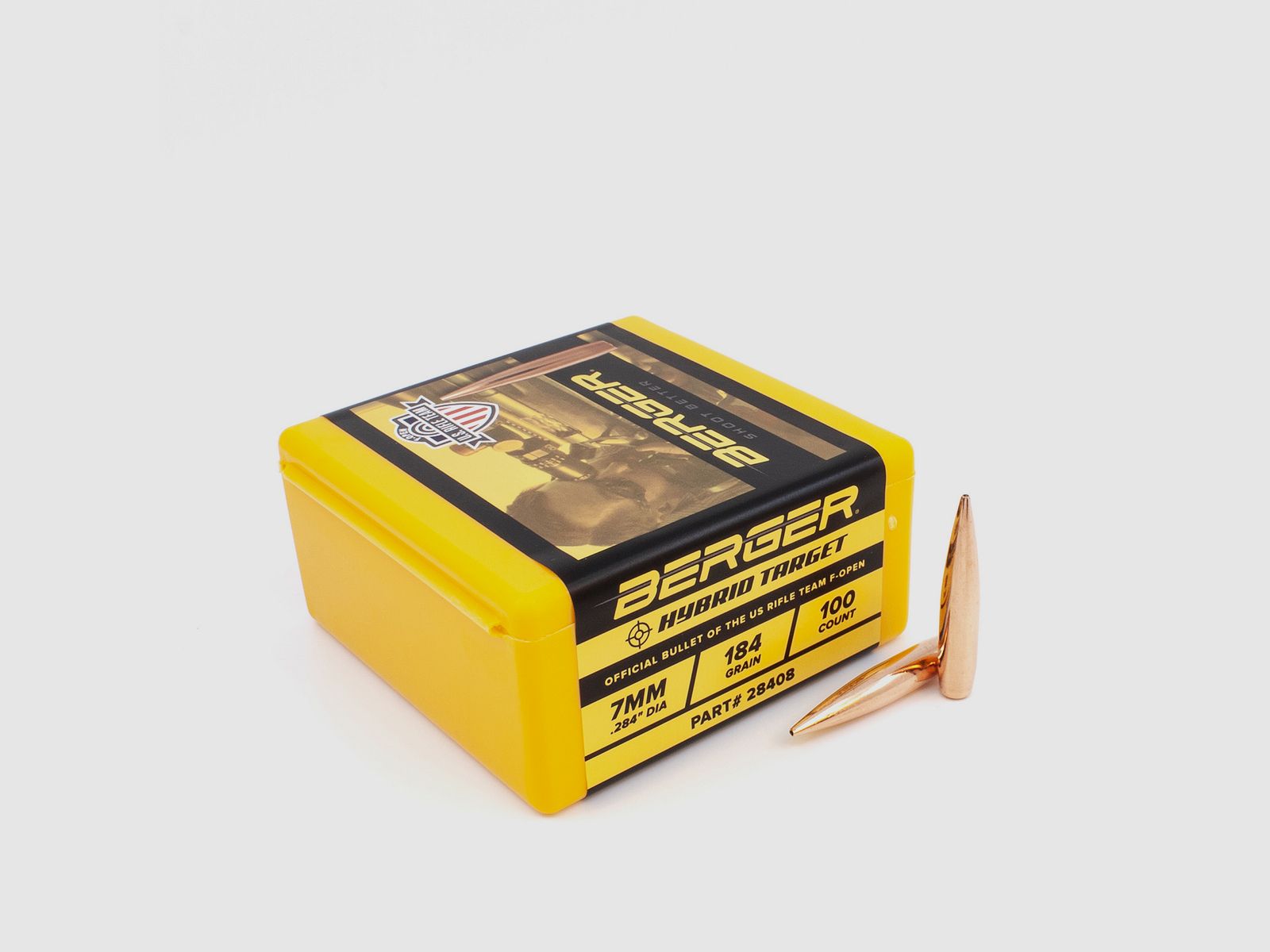 Berger Bullet 7mm/.284 F-Open Hybrid Target 184GR 100 Pieces