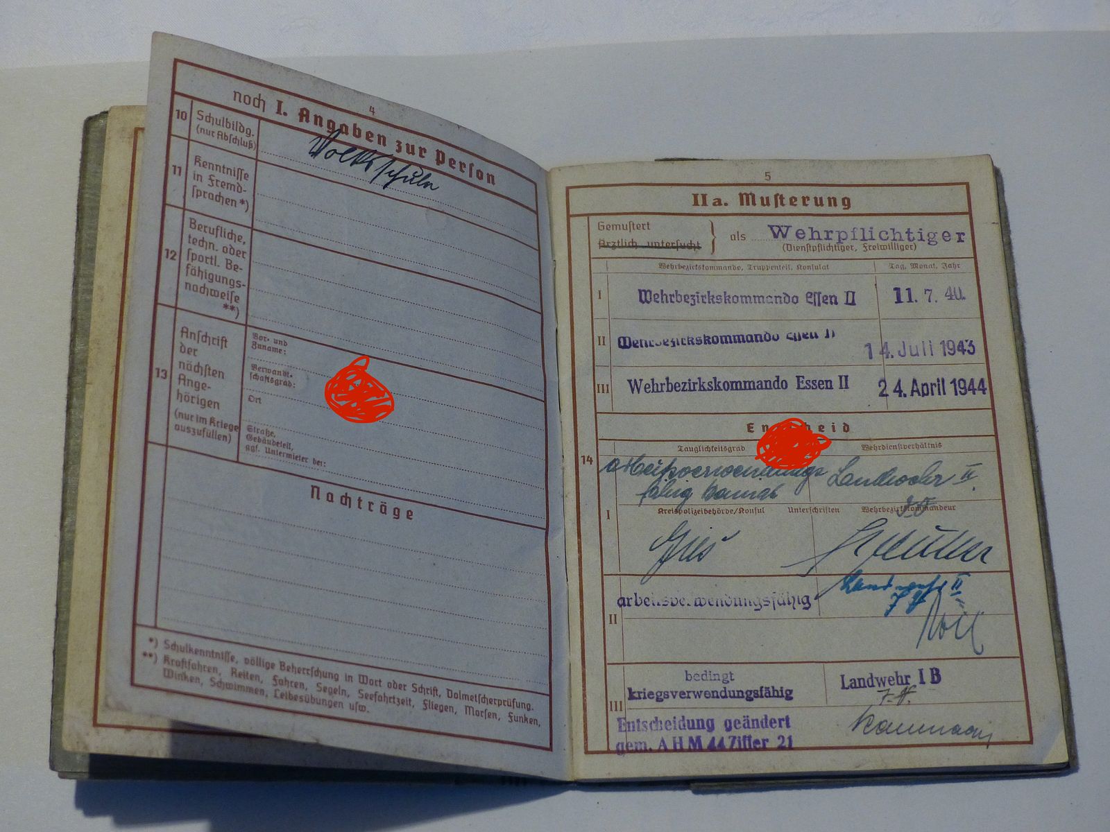 Wehrpaß 1940 II wojna światowa 2. wojna światowa Wehrbereichskommando Essen vintage