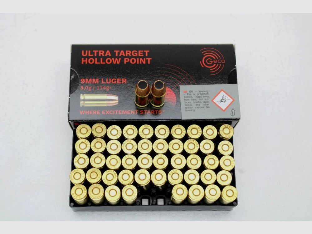 Geco 9mm Para 124gr. UTHP Ultra Target Hollow Point GERMAN MANUFACTURE - 9mm Luger 9mm Para 9 Para