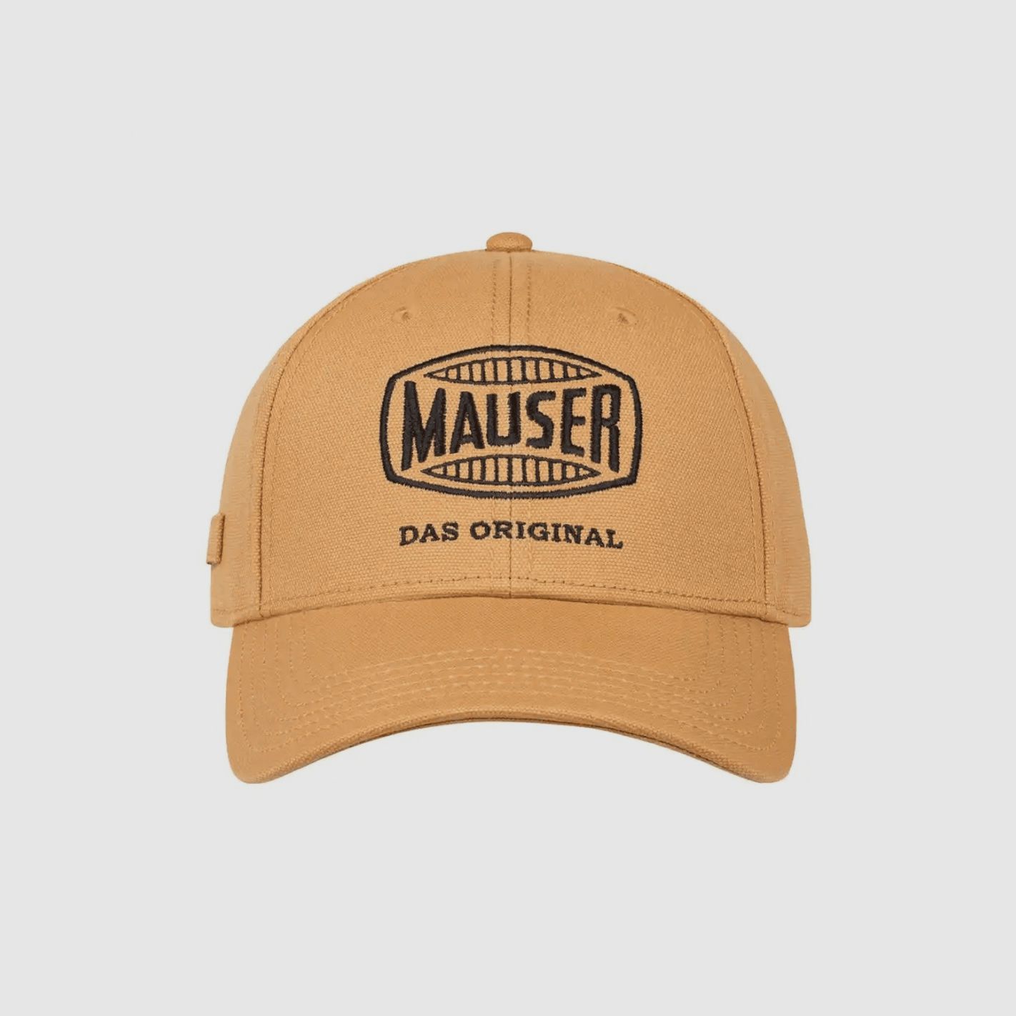Canvas-Hut mit MAUSER-Logo in Sandfarbe