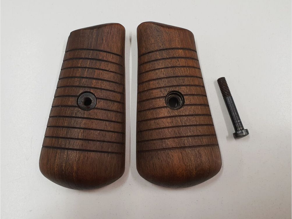 Set de plaquettes de poignée Mauser Original Oberndorf [29B] droite / gauche + douille et vis pour MAUSER C96 Bolo fabrication neuve