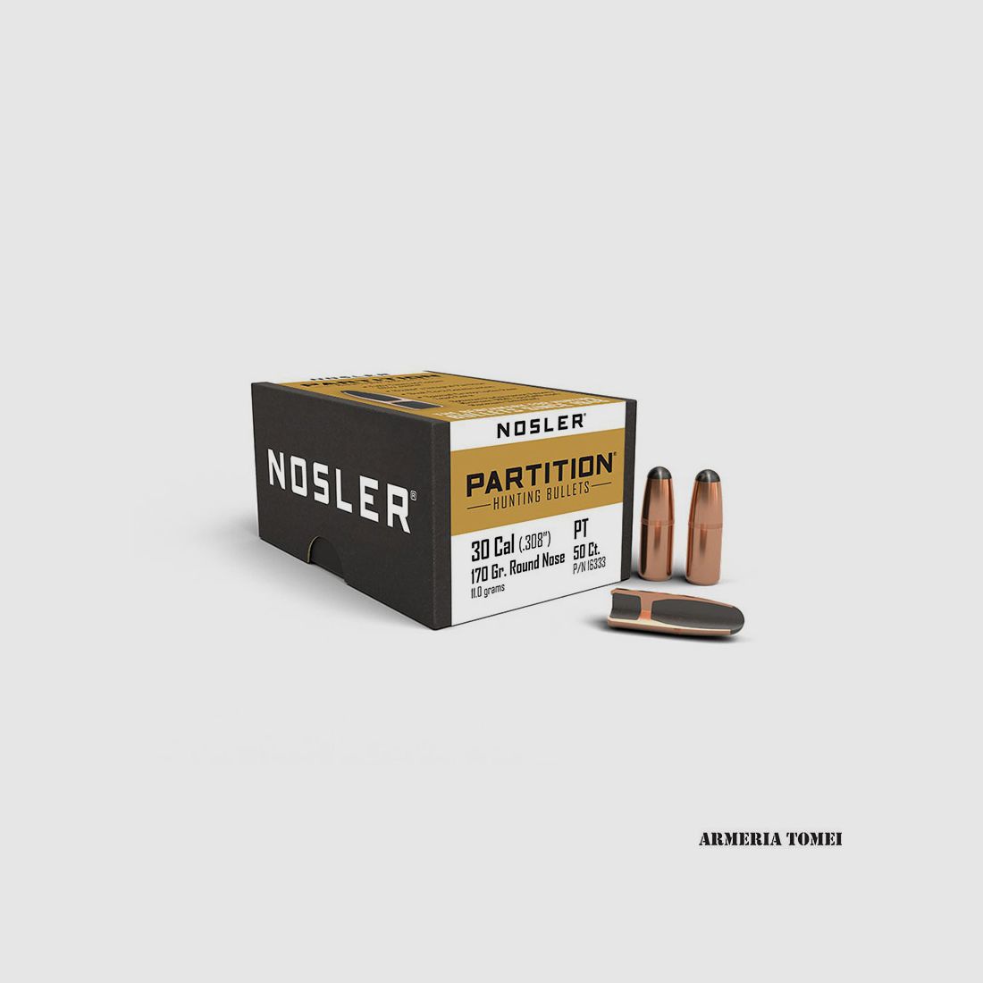 NOSLER – BULLE – PARTITION 30 caliber (.308″) Round Nose 170grainn (11.0 grams) CANN.460 (50 pcs)