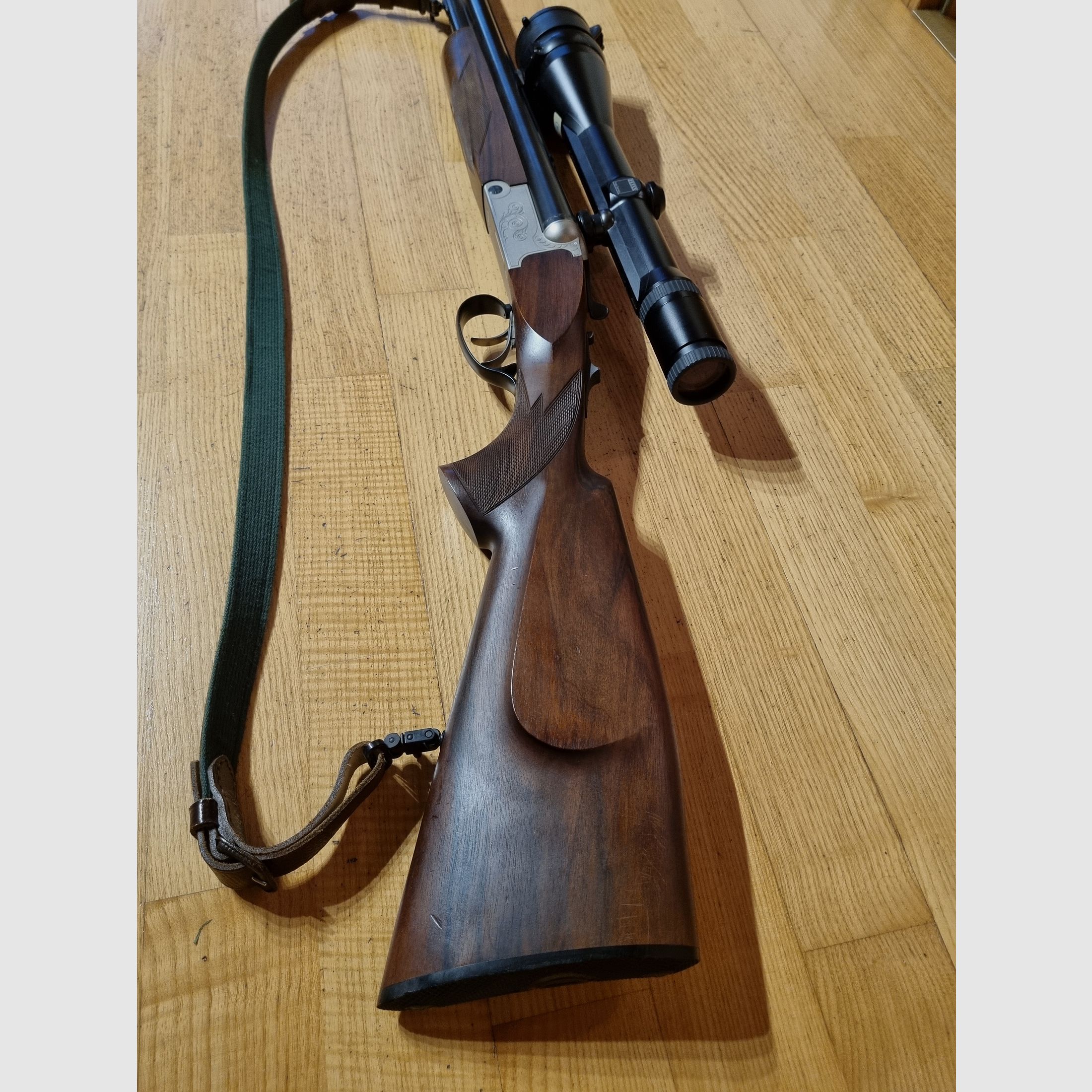 Schrankwaffe: Drilling Krieghoff Plus 7x65R, 12/70, Schwenkmontage, Zeiss Diavari ZM 3-12x56T*