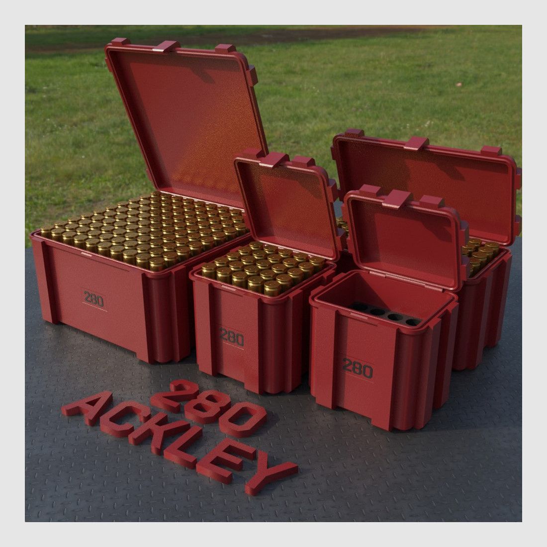 Filamelt Munitionsbox / Ammo Box .280 Ackley – Patronenbox ‘Klappdeckel’ – 20 / 25 / 50 / 100 Runden