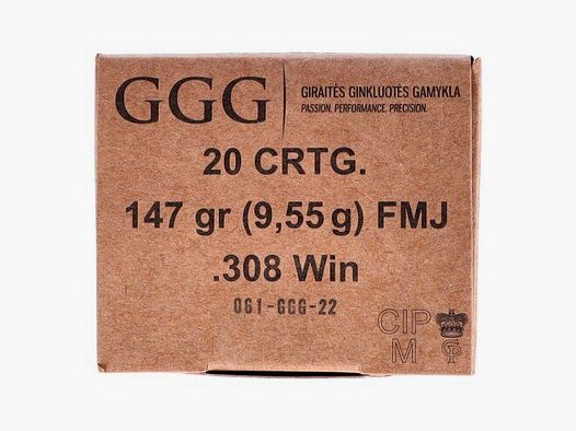 .308 Winchester FMJ 147grs./9.55g (20 shots)