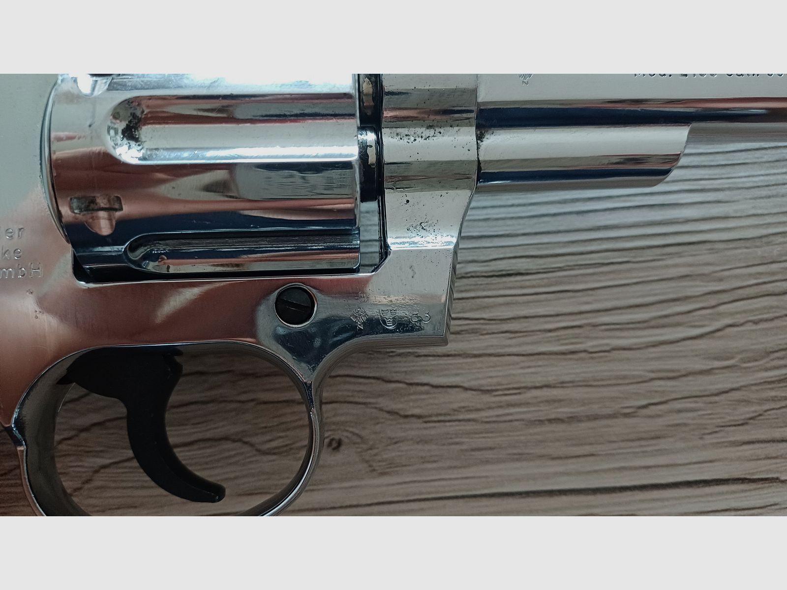 Schreckschuss revolver: Mauser L100 380 knal chroom PTB 326