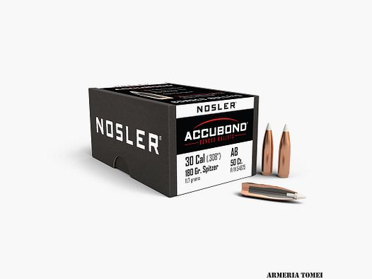 GESCHOSSE – NOSLER – ACCUBOND 30 Kal. (.308″) Spitzgeschoss 180gr (11,7 Gramm) (50 Stk.)