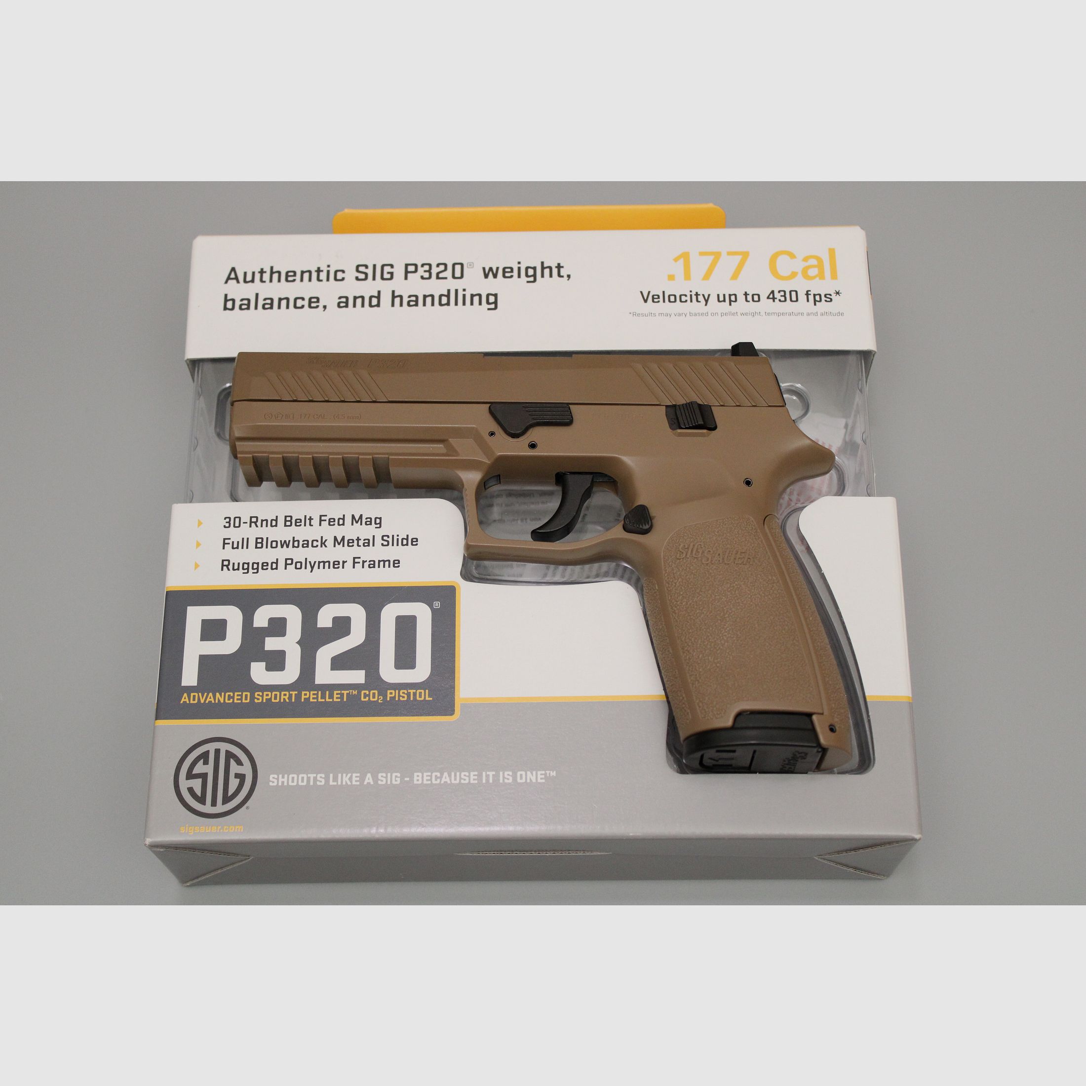SIG SAUER P320 Coyote TAN Blow Back 4,5 mm Diabolo Co2-Pistole