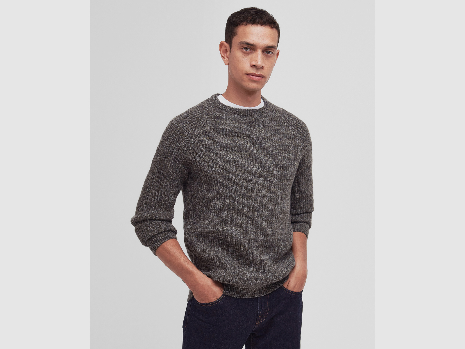BARBOUR Pulower Horseford Okrągły Dekolt Oliwkowy