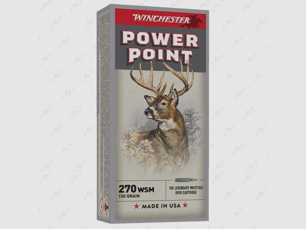 Box mit 20 Patronen für Großwild WINCHESTER POWER POINT Kaliber .270 WSM - 150 GR