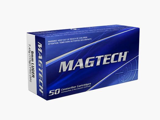 Magtech 144800 9 mm Luger Vollmantel 7,45g/115grs. Pistolenmunition