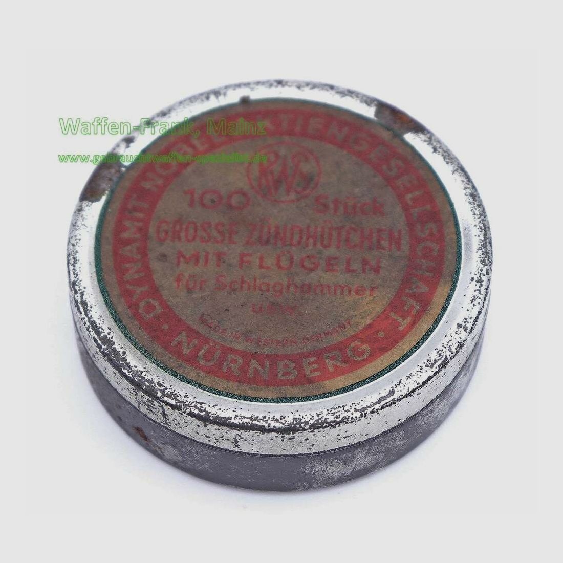 RWS (Dynamit AG) Núremberg Lata original de cápsulas de percusión