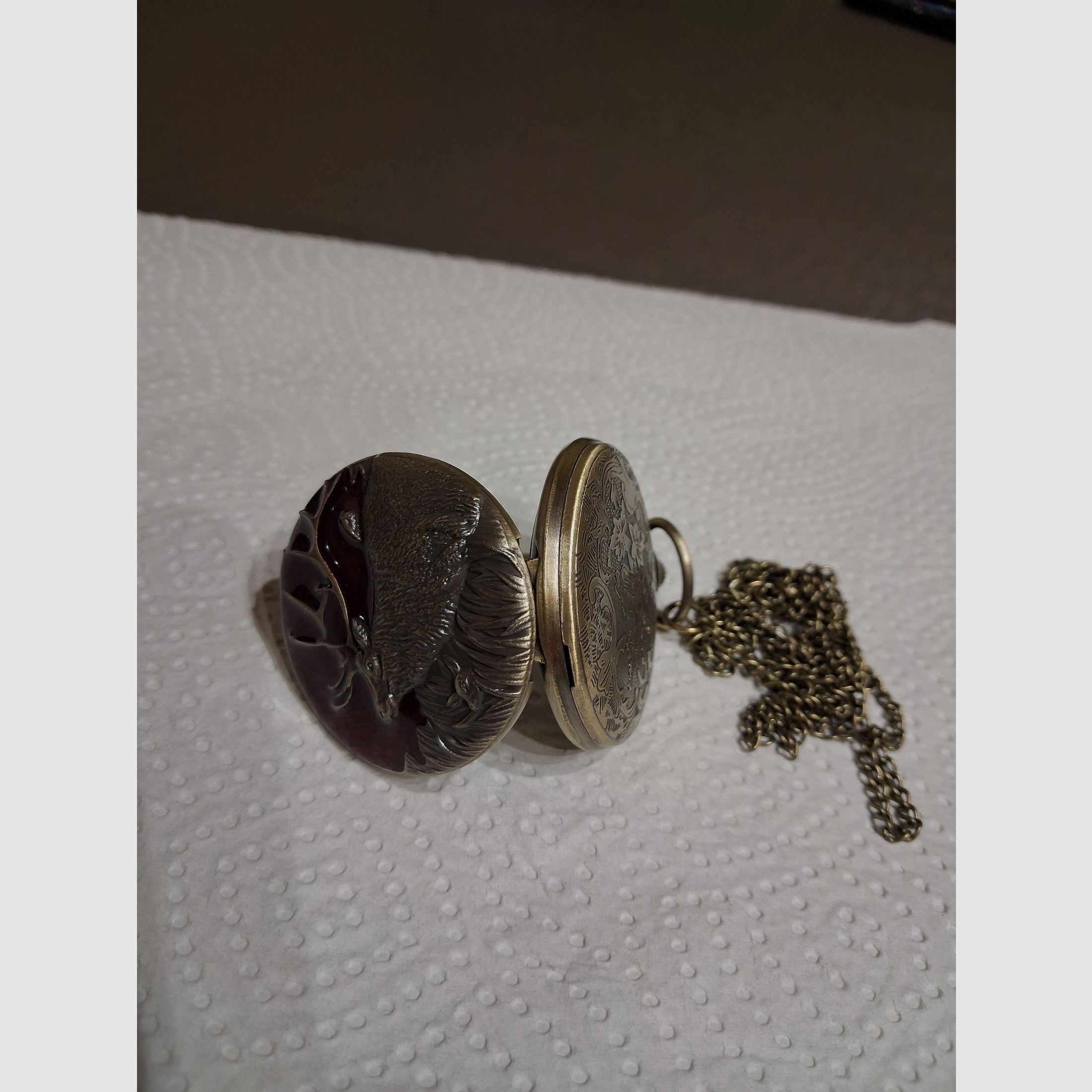 Taschenuhr mit Jagdmotiv 