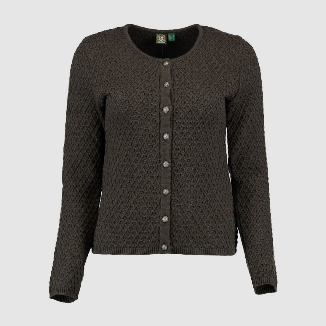 Gipfelstürmer Damenstrickjacke Rundhals Dunkelgrün
