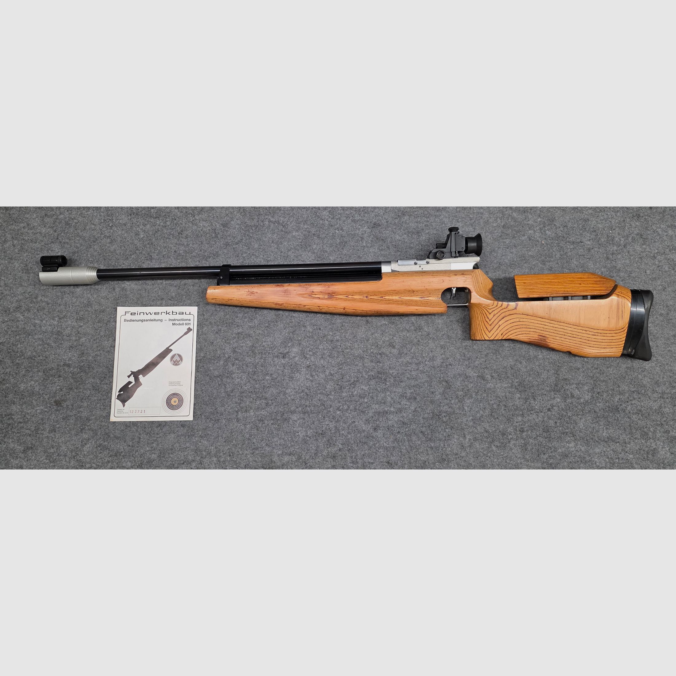 Feinwerkbau FWB Mod. 601 Bedienungsanleitung Luftgewehr Vorkomprimierer Pressluft Match Gewehr