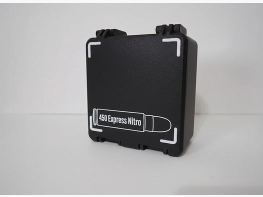 Filamelt ammunition box / 450 Nitro Express / 'folding / latch cover' / cartridge box, ammo box