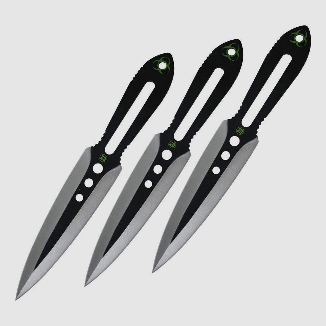 Wurfmesserset 3er Set mit schwarzen Griffen
