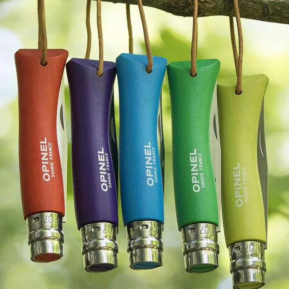 Opinel Colorama 07 roestvrijstalen mes met groene handgreep en koord (002210), afbeelding 6 van 8